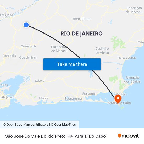 São José Do Vale Do Rio Preto to Arraial Do Cabo map