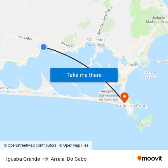 Iguaba Grande to Arraial Do Cabo map