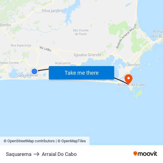 Saquarema to Arraial Do Cabo map
