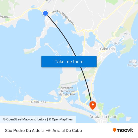 São Pedro Da Aldeia to Arraial Do Cabo map