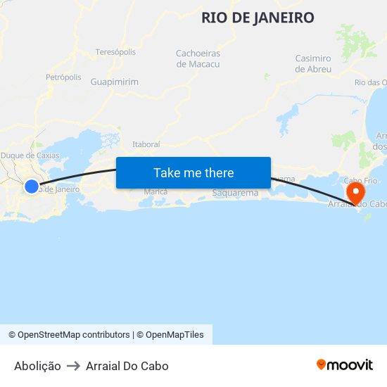 Abolição to Arraial Do Cabo map