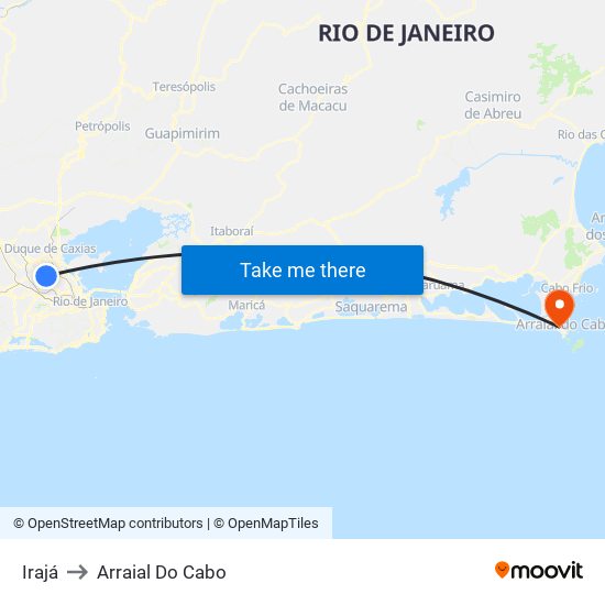 Irajá to Arraial Do Cabo map