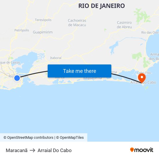 Maracanã to Arraial Do Cabo map