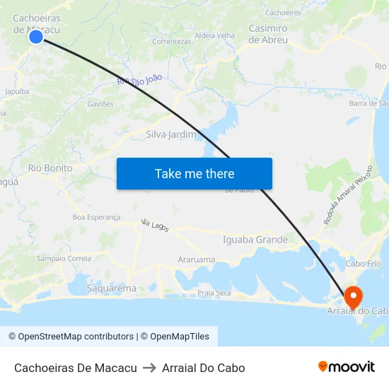 Cachoeiras De Macacu to Arraial Do Cabo map