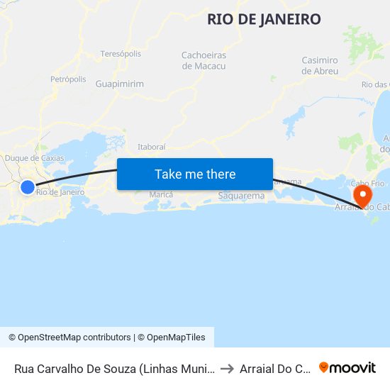 Rua Carvalho De Souza (Linhas Municipais) to Arraial Do Cabo map