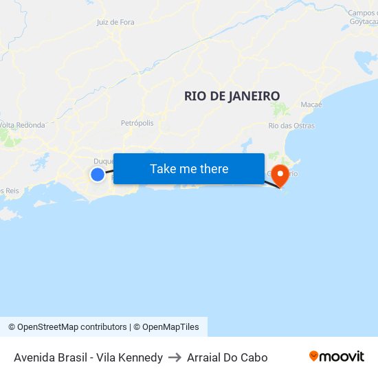 Avenida Brasil - Vila Kennedy to Arraial Do Cabo map