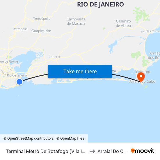 Terminal Metrô De Botafogo (Vila Isabel) to Arraial Do Cabo map