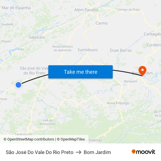 São José Do Vale Do Rio Preto to Bom Jardim map