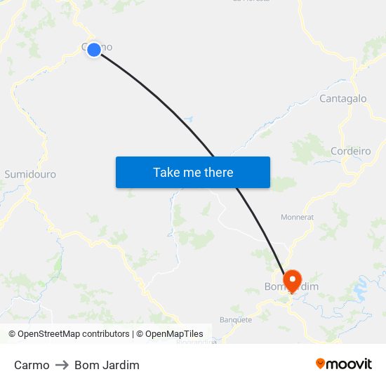 Carmo to Bom Jardim map