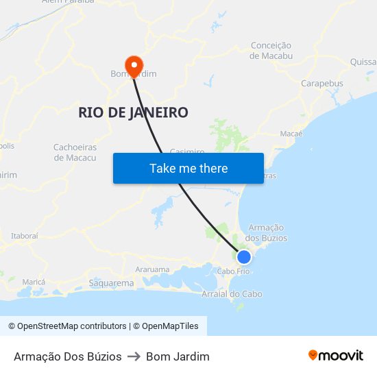 Armação Dos Búzios to Bom Jardim map