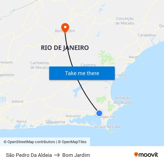 São Pedro Da Aldeia to Bom Jardim map