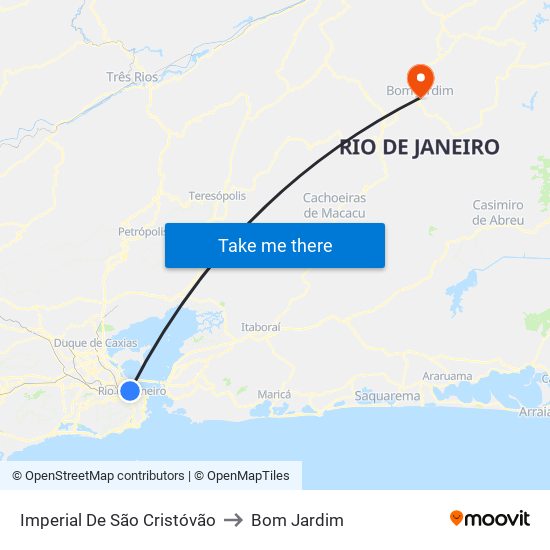 Imperial De São Cristóvão to Bom Jardim map