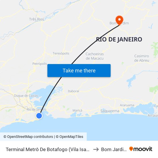 Terminal Metrô De Botafogo (Vila Isabel) to Bom Jardim map