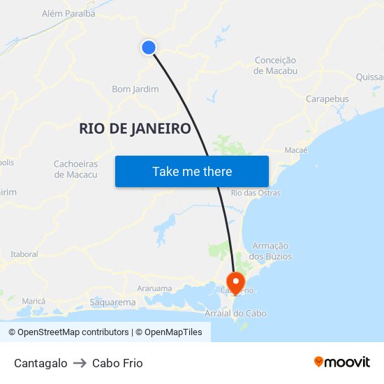 Cantagalo to Cabo Frio map