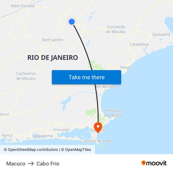 Macuco to Cabo Frio map