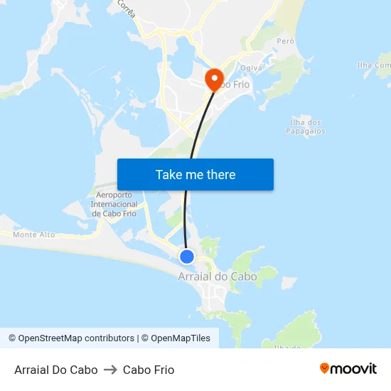 Arraial Do Cabo to Cabo Frio map