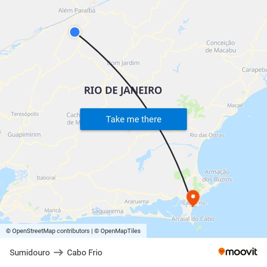 Sumidouro to Cabo Frio map
