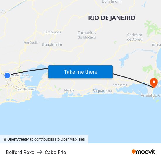 Belford Roxo to Cabo Frio map