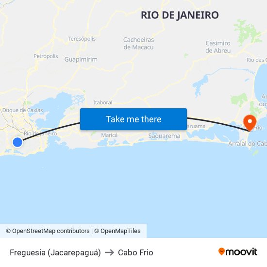 Freguesia (Jacarepaguá) to Cabo Frio map