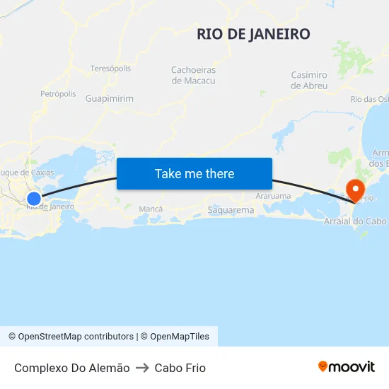 Complexo Do Alemão to Cabo Frio map
