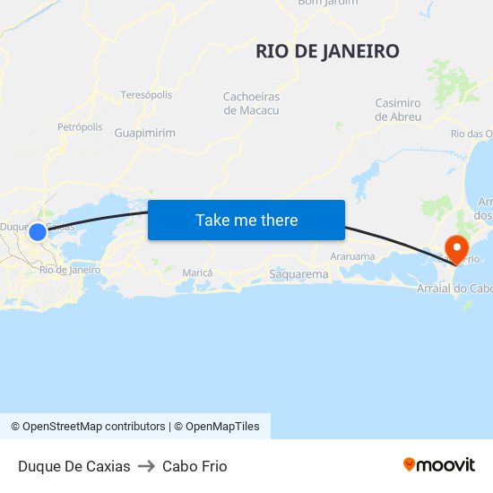 Duque De Caxias to Cabo Frio map