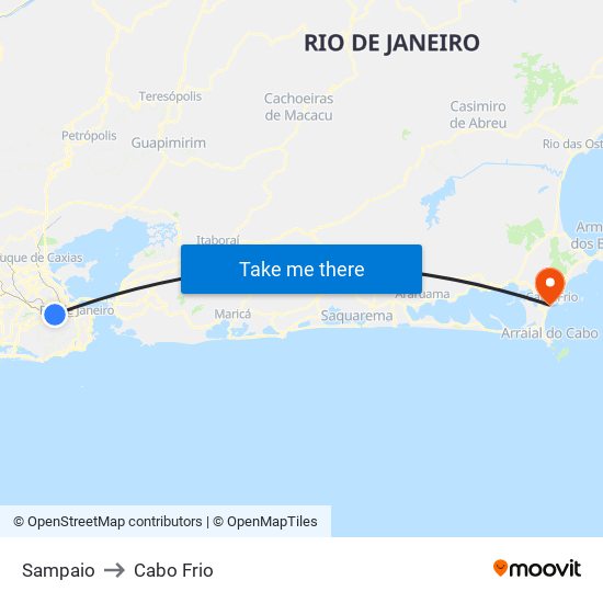 Sampaio to Cabo Frio map