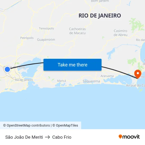 São João De Meriti to Cabo Frio map