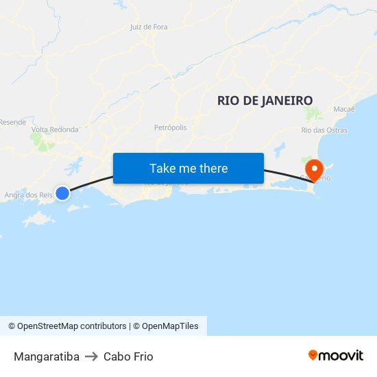 Mangaratiba to Cabo Frio map