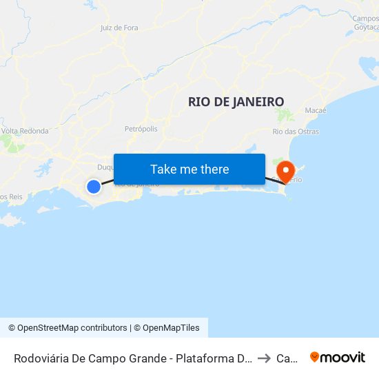 Rodoviária De Campo Grande - Plataforma D (Campo Grande E Jabour - Executivo) to Cabo Frio map