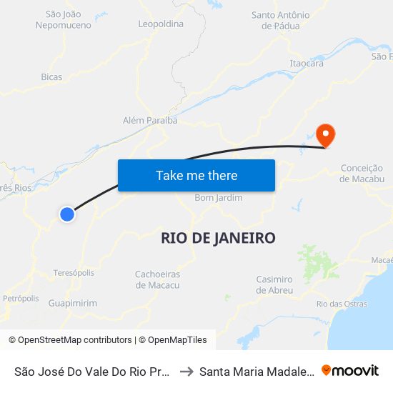 São José Do Vale Do Rio Preto to Santa Maria Madalena map