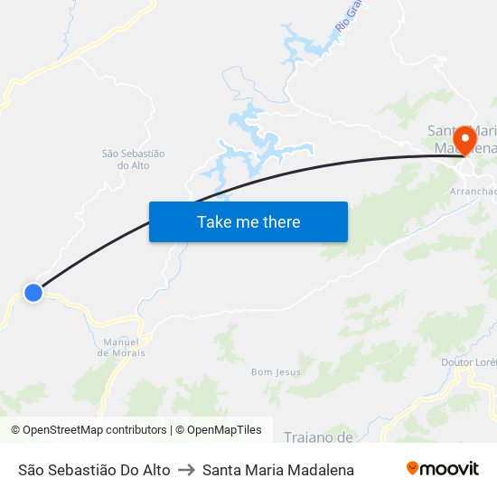 São Sebastião Do Alto to Santa Maria Madalena map