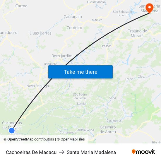 Cachoeiras De Macacu to Santa Maria Madalena map