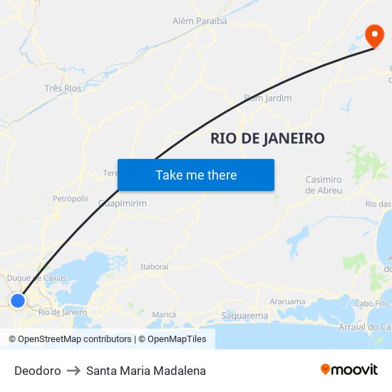 Deodoro to Santa Maria Madalena map