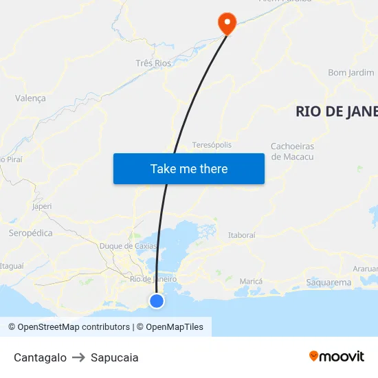 Cantagalo to Sapucaia map