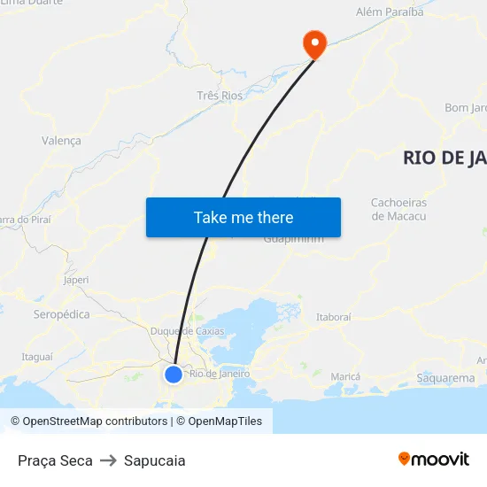 Praça Seca to Sapucaia map