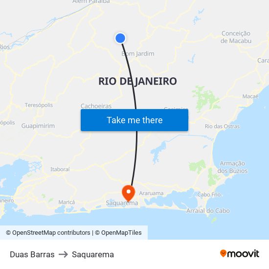 Duas Barras to Saquarema map