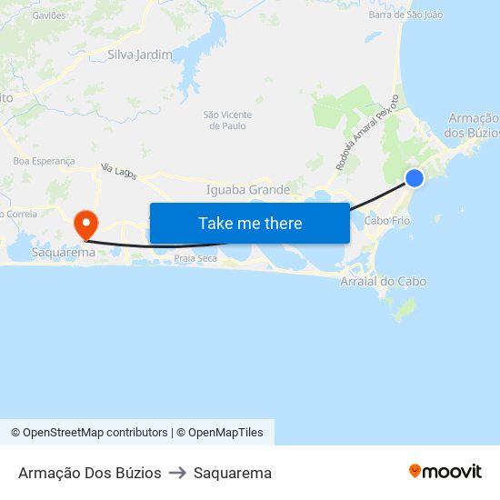 Armação Dos Búzios to Saquarema map