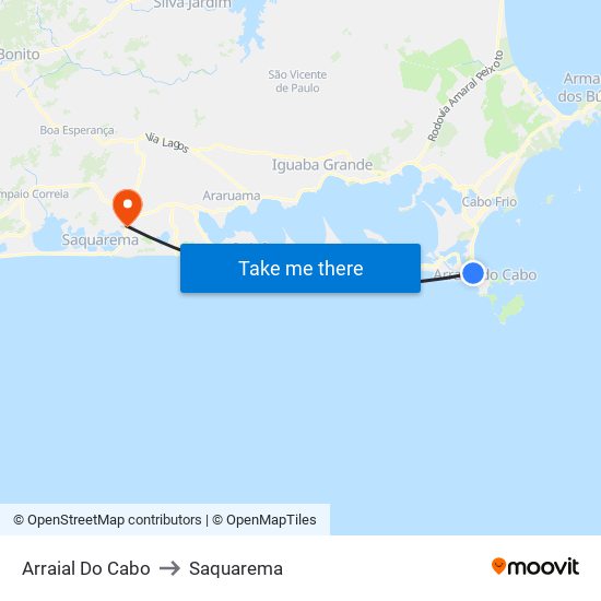 Arraial Do Cabo to Saquarema map