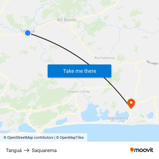 Tanguá to Saquarema map