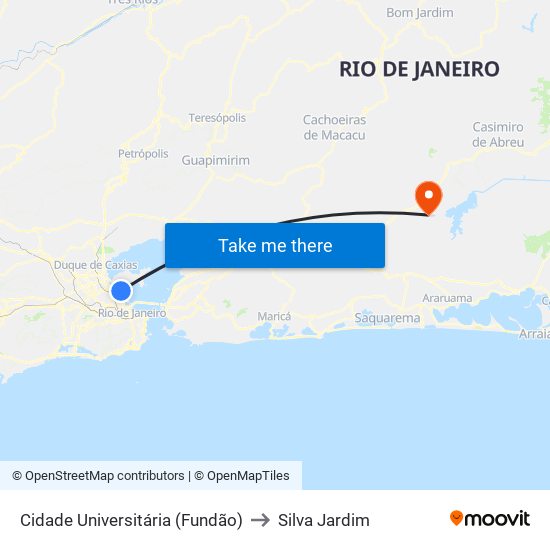 Cidade Universitária (Fundão) to Silva Jardim map