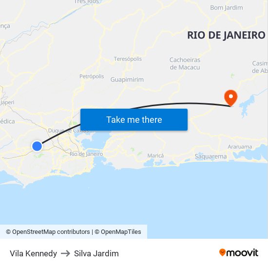Vila Kennedy to Silva Jardim map