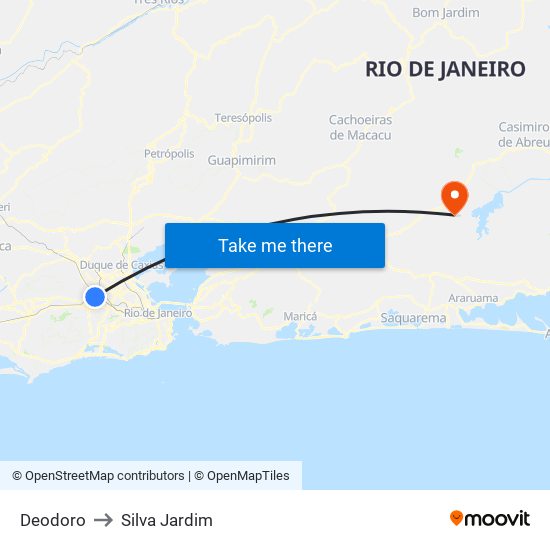 Deodoro to Silva Jardim map