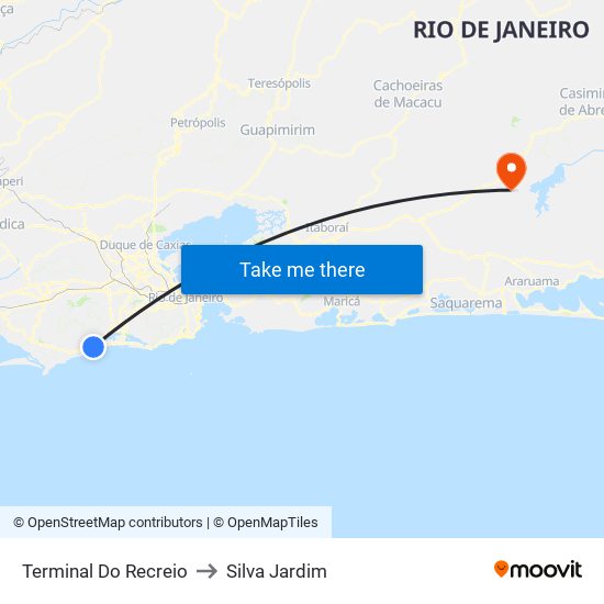 Terminal Do Recreio to Silva Jardim map