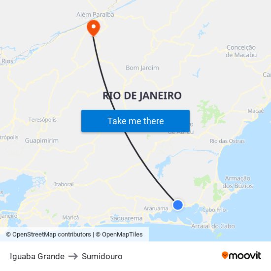 Iguaba Grande to Sumidouro map