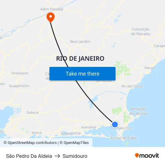 São Pedro Da Aldeia to Sumidouro map