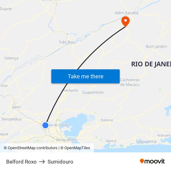 Belford Roxo to Sumidouro map