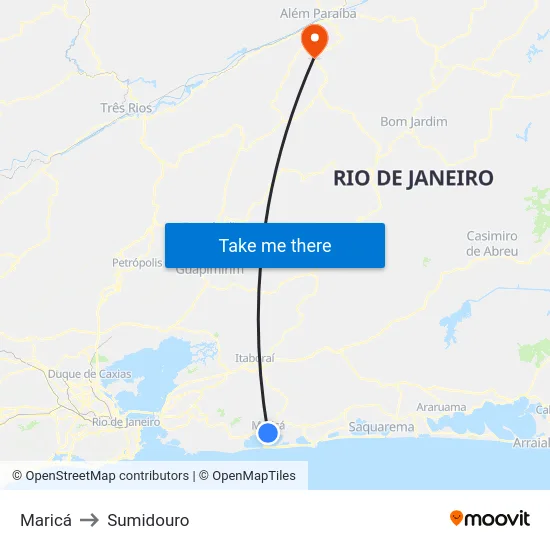 Maricá to Sumidouro map