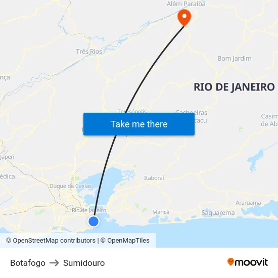 Botafogo to Sumidouro map