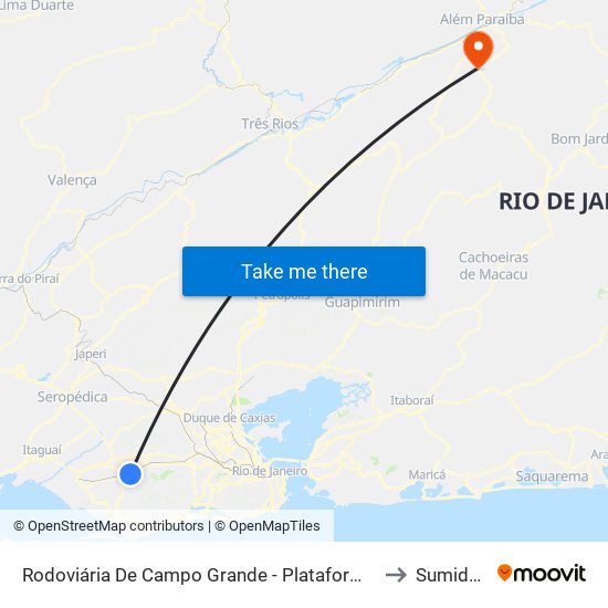 Rodoviária De Campo Grande - Plataforma A (Jabour) to Sumidouro map