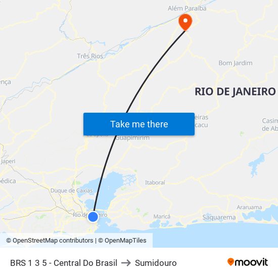 BRS 1 3 5 - Central Do Brasil to Sumidouro map